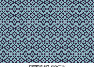 Collection of beautiful Indonesian batik vector illustrations, this batik vector is composed of flower images, the color combination used is light blue and dark purple.