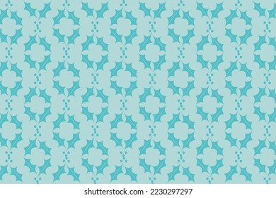 A collection of beautiful Indonesian batik vector illustrations, this batik vector is composed of leaf images, the color combination used is light green and Tosca.
