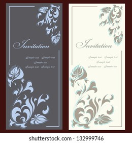 Collection of beautiful invitation vintage cards with floral elements
