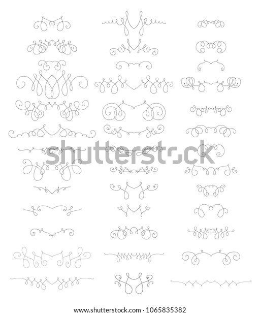 Collection of beautiful\
lines calligraphic ornaments and dividers. Decor of design\
elements, decorations for postcard, banners, dividers. Vector\
illustration\
template.\

