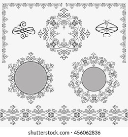 Collection of beautiful napkins , laced ribbons , decorative corners. Stylish design . Vector illustration .
