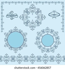 Collection of beautiful napkins , laced ribbons , decorative corners. Stylish design . Vector illustration .
