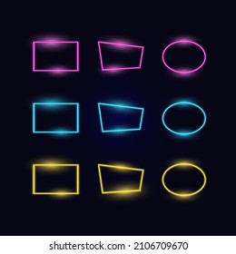 collection of beautiful neon frames for decoration and design