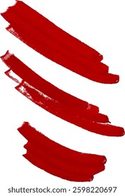 Collection of beautiful red brush strokes drawn by hand