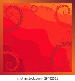 Collection of beautiful red frames with floral ornaments and waved background
