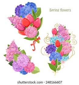 collection of beautiful spring flowers