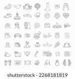 Collection of beautiful thin line style vector wedding icons