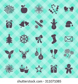 Collection of beautiful vector christmas and winter icons