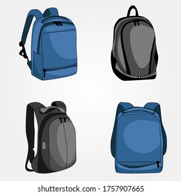 Colección de una hermosa bolsa de mano vectorial, mochila, bolso de escuela, bolso de carro, bolso de viaje, bolso para mujeres