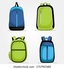 Collection of beautiful vector hand bag, backpack, school bag, trolley bag, traveling bag, ladies purse