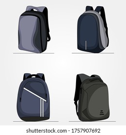 Sammlung von schönen Vektorhandtasche, Rucksack, Schultasche, Trolleytasche, Reisetasche, Damen-Handtasche