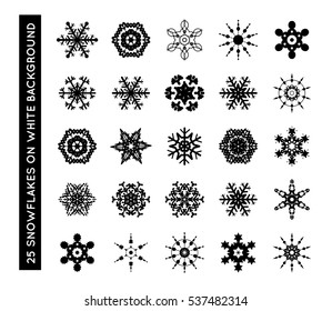 Collection of beautiful vector snowflakes on a white background