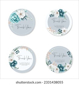 collection of beautiful watercolor floral wedding labels