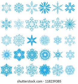 collection of beautiful winter snowflakes. vector set