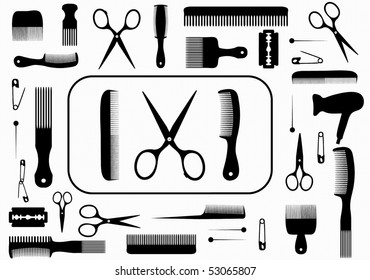 collection beauty hair salon or barber accessories