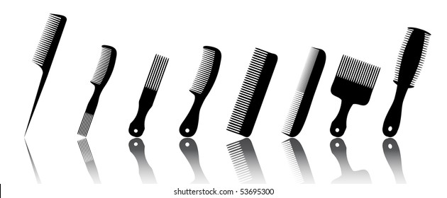 collection beauty hair salon or barber comb vector illustration