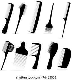 collection beauty hair salon or barber comb vector illustration