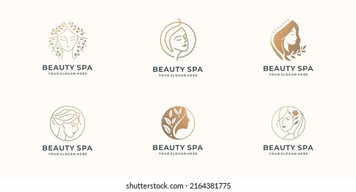 Collection Beauty Logocollection Beauty Spa Woman Stock Vector (royalty 