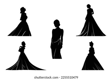 colección de poses de silueta reina de belleza. hermosa silueta de chica. silueta reina