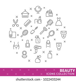 Collection of beauty thin line icons. Vector eps 10