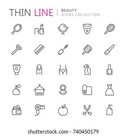 Collection of beauty thin line icons