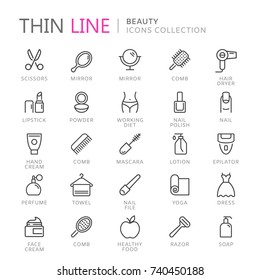 Collection of beauty thin line icons