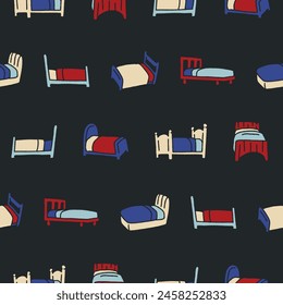 Collection of Bed Seamless Pattern Vector illustration for Print, Wallpaper, Decoration.