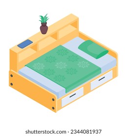 Collection of Beds Isometric Icons  
