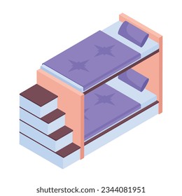 Collection of Beds Isometric Icons  
