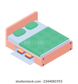 Collection of Beds Isometric Icons  
