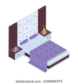 Collection of Beds Isometric Icons  
