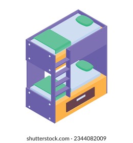 Collection of Beds Isometric Icons  
