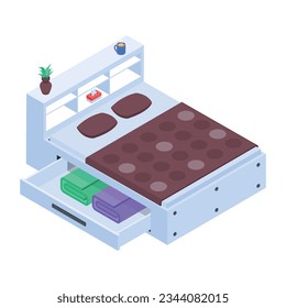 Collection of Beds Isometric Icons  
