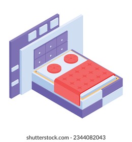 Collection of Beds Isometric Icons  
