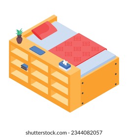 Collection of Beds Isometric Icons  
