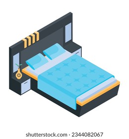 Collection of Beds Isometric Icons  
