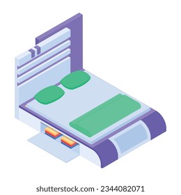 Collection of Beds Isometric Icons  
