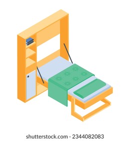 Collection of Beds Isometric Icons  
