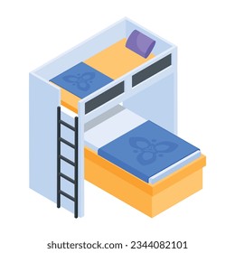 Collection of Beds Isometric Icons  
