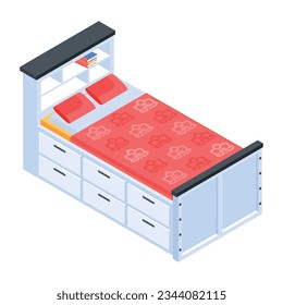 Collection of Beds Isometric Icons  
