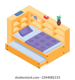 Collection of Beds Isometric Icons  
