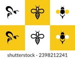 collection of bee logo design creative concept premium vector