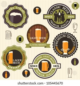    Collection of beer badges and labels in vintage style