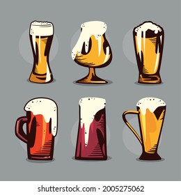 collection of beer glasses and mugs