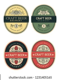 collection of beer labels in retro style