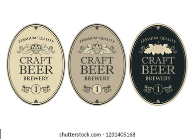 collection of beer labels in retro style