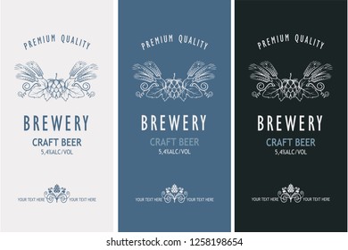 collection of beer labels in retro style