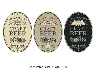 collection of beer labels in retro style