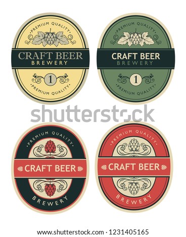 collection of beer labels in retro style