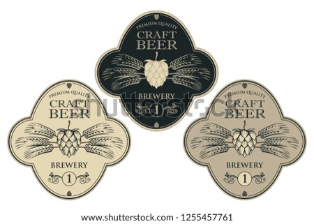 collection of beer labels in retro style
